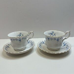 ROYAL ALBERT Memory Lane floral tea cup and saucer set of 2 bone china England